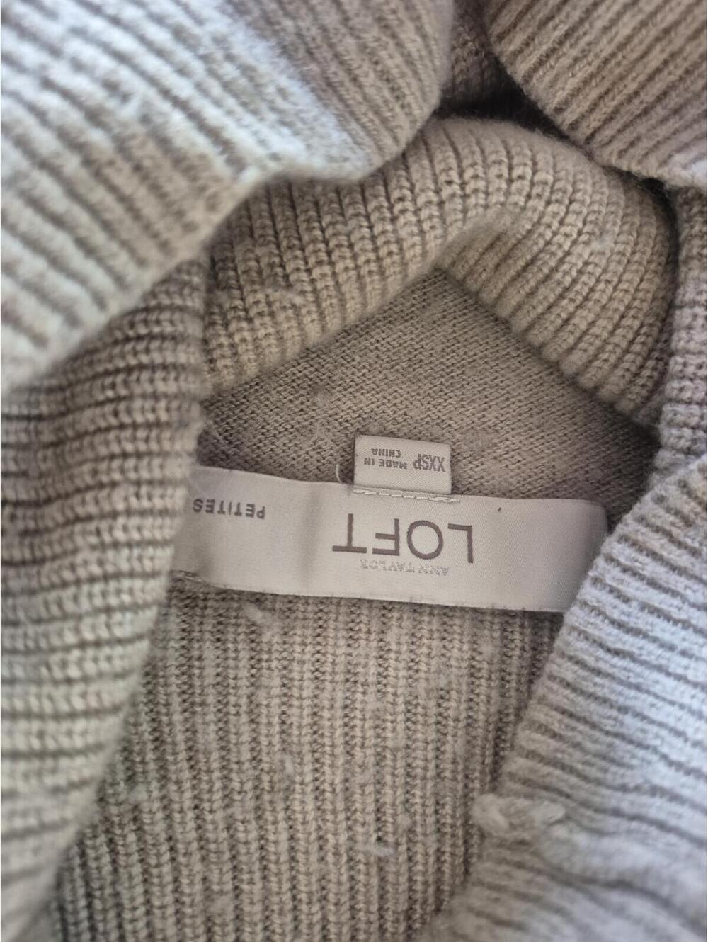 LOFT Petite Turtleneck Sweaters - Gray and Beige, Size XXSP - Picture 3 of 3